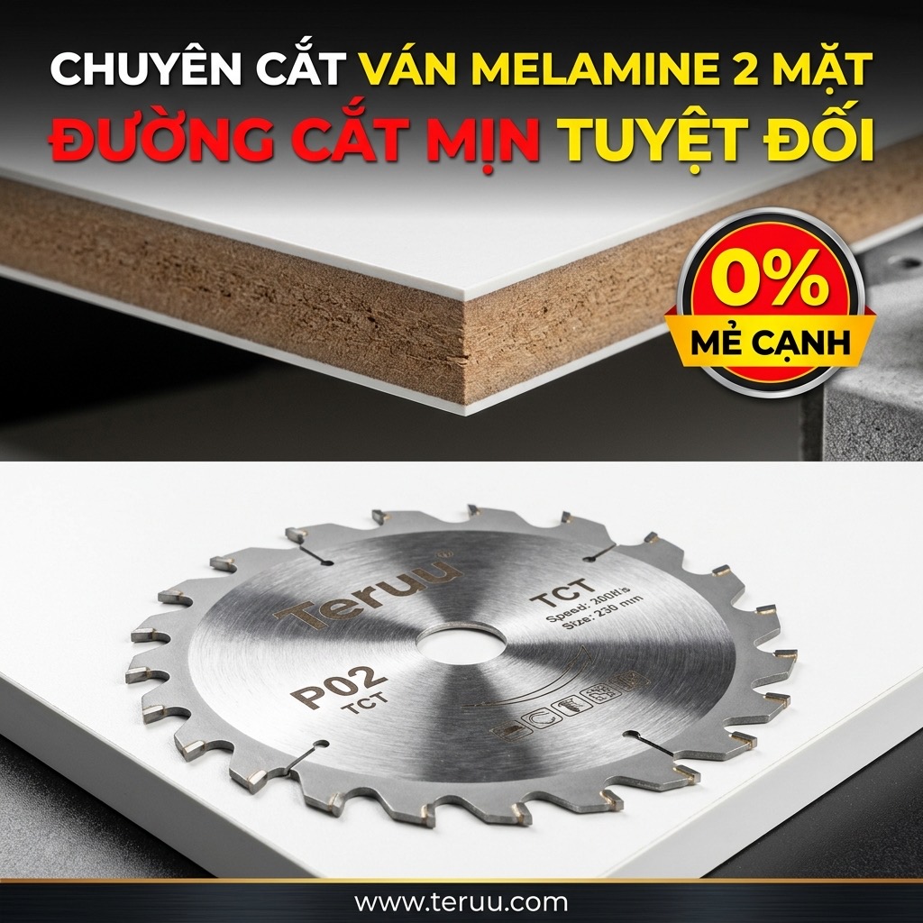 P02 Lưỡi cưa ván phủ Melamine 2 mặt siêu mịn
