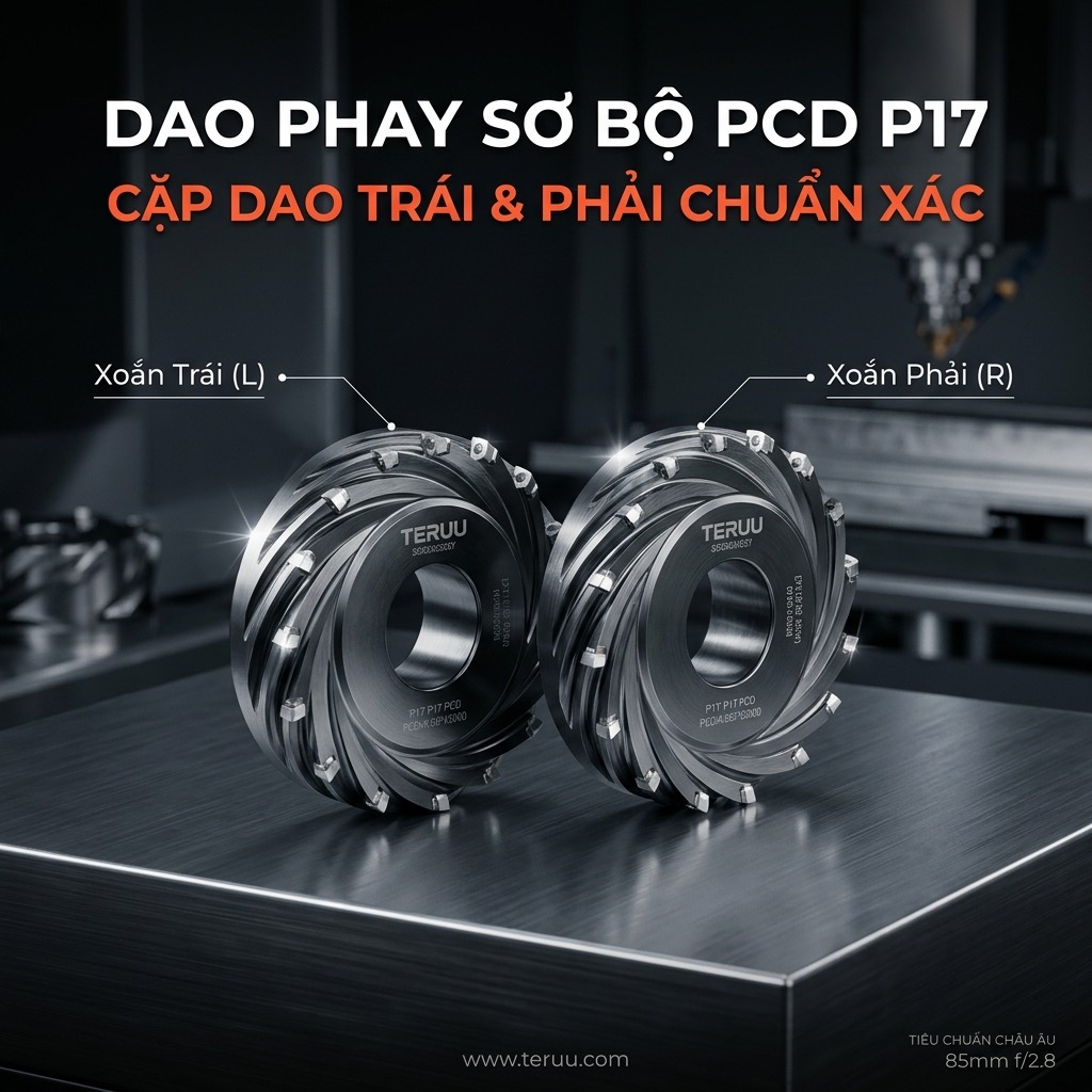 P17 Cặp dao phay sơ bộ PCD máy dán cạnh (trái + phải)